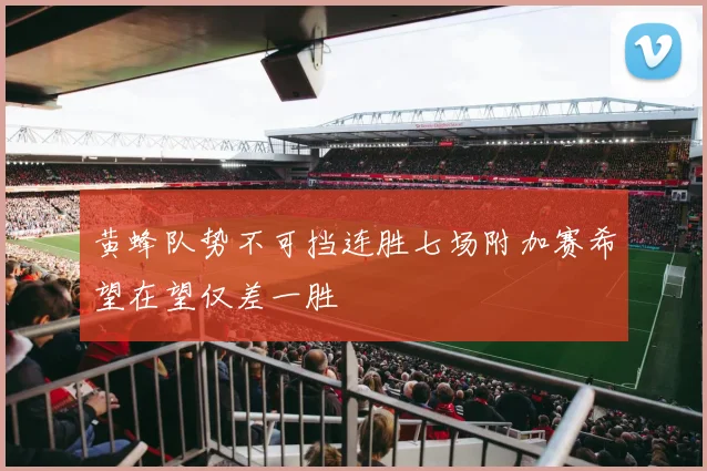 黄蜂队势不可挡连胜七场附加赛希望在望仅差一胜